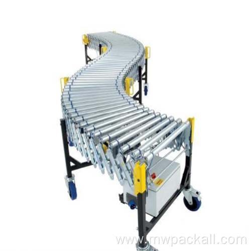 Electric power flexible expandable roller conveyor